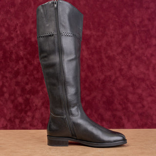 Jack Rogers Wmn Adeline Black Saddle Leather Riding Equestrian Tall Boots sz 6.5