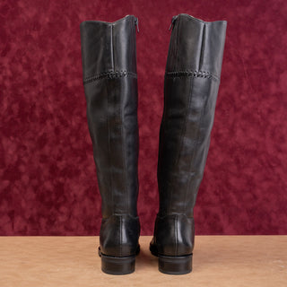 Jack Rogers Wmn Adeline Black Saddle Leather Riding Equestrian Tall Boots sz 6.5