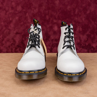 Dr Martens Unisex 101 Boots White Leather Yellow Stitch size W10 M9