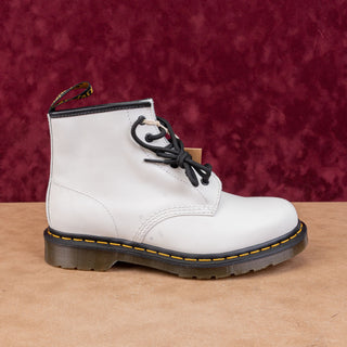 Dr Martens Unisex 101 Boots White Leather Yellow Stitch size W10 M9
