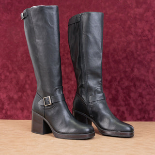 Korks Wmn Karelyn Distress Black Faux Leather Cottage Boho Block Heel Boots 9.5