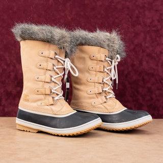 Sorel Women Joan of Artic Tan Faux Fur Waterproof Snow Winter Boots size 12