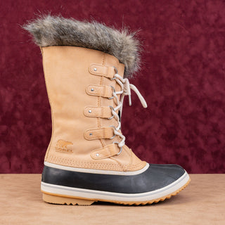 Sorel Women Joan of Artic Tan Faux Fur Waterproof Snow Winter Boots size 12