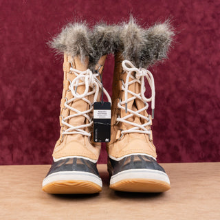 Sorel Women Joan of Artic Tan Faux Fur Waterproof Snow Winter Boots size 12
