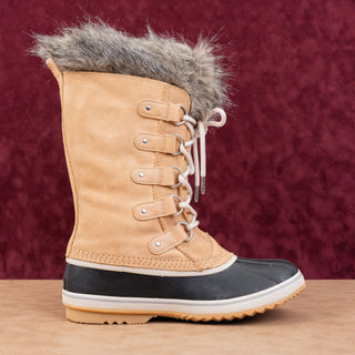 Sorel Women Joan of Artic Tan Faux Fur Waterproof Snow Winter Boots size 12