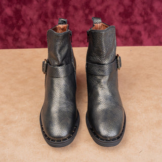Hispanitas Women Levia Studd Moto Zip Fashion Green Leather Boots sz 8.5US EUR39