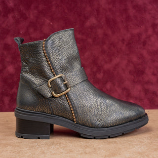 Hispanitas Women Levia Studd Moto Zip Fashion Green Leather Boots sz 8.5US EUR39