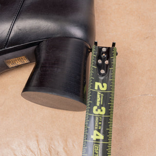 Khaite Women Black Leather Fold Over Strap Circular Heel Boots sz 9.5US EUR39.5