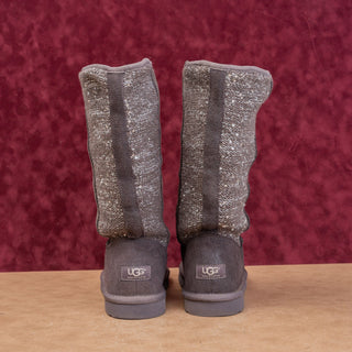 UGG Women Grey Suede Sequin Knit Slip-on Casual Comfortable Boots sz 8