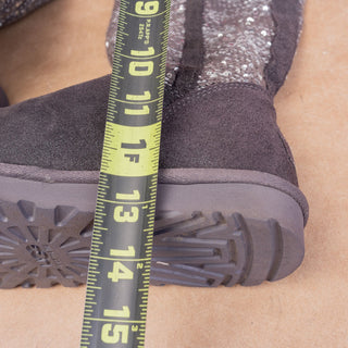 UGG Women Grey Suede Sequin Knit Slip-on Casual Comfortable Boots sz 8