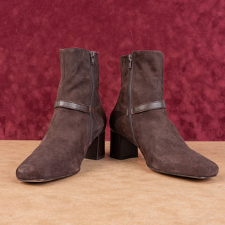 Bruno Magli Wmn Danica Square toe Brown Suede Ankle Dress Boots 10.5US EUR 41.5