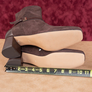 Bruno Magli Wmn Danica Square toe Brown Suede Ankle Dress Boots 10.5US EUR 41.5