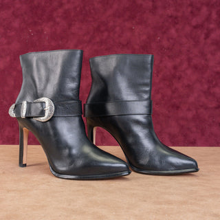 Paige Women Holly Black Leather Buckle Heeled Western Boots Size 6.5M