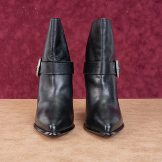 Paige Women Holly Black Leather Buckle Heeled Western Boots Size 6.5M