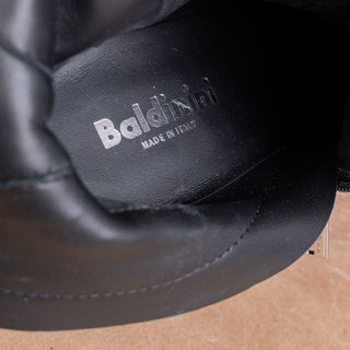 Baldinini Women Tron Black Leather Lace-up Zip Party Festival Boots 6.5US EUR37