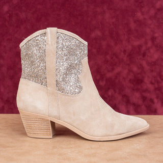 Dolce Vita Women Reya taupe Suede Glitter Cowboy Western Pointy Toe Boots sz 11