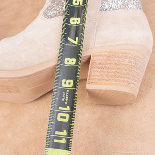 Dolce Vita Women Reya taupe Suede Glitter Cowboy Western Pointy Toe Boots sz 11