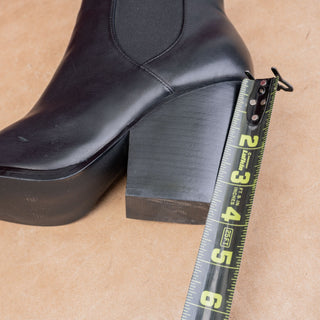 BP Women Lea Black Leather Dressy Pointy Toe Stacked Heel Boots sz 11