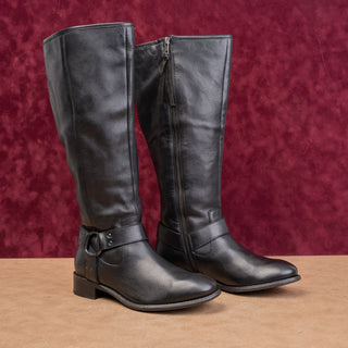 Diba Women Vintage Y2K Black Leather Classic Riding Zip Boho Cottage Boots 6.5