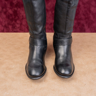 Diba Women Vintage Y2K Black Leather Classic Riding Zip Boho Cottage Boots 6.5