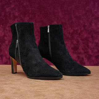 PAIGE Women Cami Zip Black Suede Dress Round Ankle Heel Boots size 11