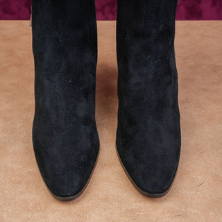 PAIGE Women Cami Zip Black Suede Dress Round Ankle Heel Boots size 11