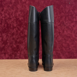 Tory Burch Wmn Logo T Black Leather Classic Riding Equestrian Tall Boots sz 5.5