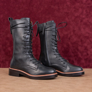 Reformation Women Ada Lace-up Zip Mid calf Combat Boots sz 5