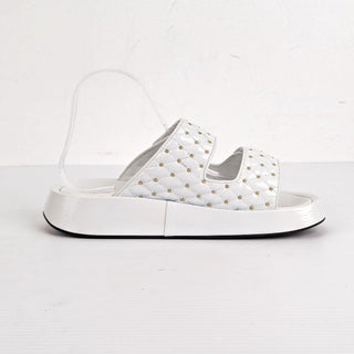 Jeffrey Campbell Women Studded Casual White Faux Patent Leather Sandals 8.5