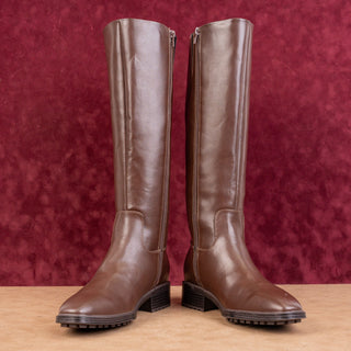 Nine West Women Cindy Brown Vegan Leather Riding Equestrian Knee Boots sz 8