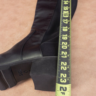 Stuart Weitzman Women 5050 Lift Black Leather Block Heel Lug OTK Boots sz 7
