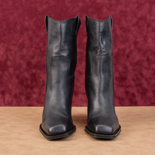 Franco Sarto Women Valor Black Leather Western Square Toe Boots sz 8.5