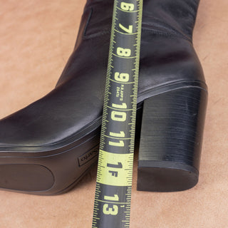 Franco Sarto Women Valor Black Leather Western Square Toe Boots sz 8.5