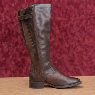Born Women Brown Leather Classic Riding Zip Wide Calf Round Toe Knee Boots sz 10