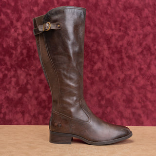 Born Women Brown Leather Classic Riding Zip Wide Calf Round Toe Knee Boots sz 10