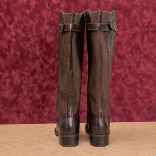 Born Women Brown Leather Classic Riding Zip Wide Calf Round Toe Knee Boots sz 10