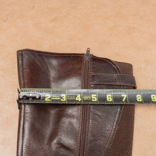 Born Women Brown Leather Classic Riding Zip Wide Calf Round Toe Knee Boots sz 10