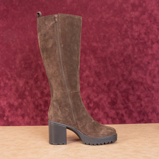 Steve Madden Wmn Deegan Brown Suede Platform Retro Fashion Knee Boots Sz 9.5