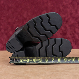 Vintage Foundry Women Elizabeth Black Leather Strap Block Heel Combat Boots 8.5