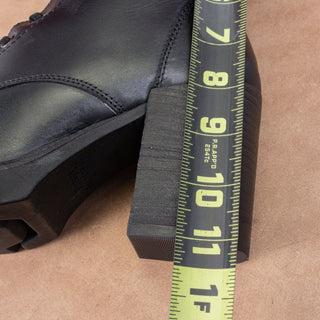 Vintage Foundry Women Elizabeth Black Leather Strap Block Heel Combat Boots 8.5