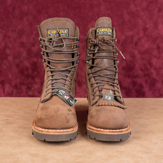 Carolina Men Logger Comp Toe Brown Leather Waterproof Work Vibram Boots 7.5