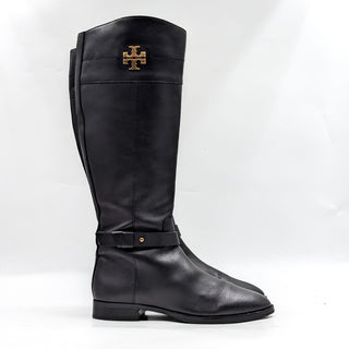 Tory Burch Women Everly Signature T Logo Black Leather  Riding Boots size 9.5