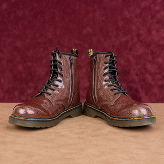 Dr Martens Unisex 1490 Glitter Brown Coated Patent Leather Boots M5 W6