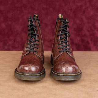 Dr Martens Unisex 1490 Glitter Brown Coated Patent Leather Boots M5 W6