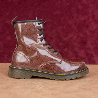 Dr Martens Unisex 1490 Glitter Brown Coated Patent Leather Boots M5 W6