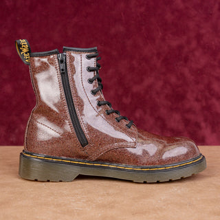 Dr Martens Unisex 1490 Glitter Brown Coated Patent Leather Boots M5 W6