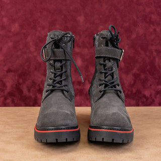 Bos&Co Women Zing Waterproof Grey Suede Zip Lace-up Winter Boots 8-8.5US EUR39