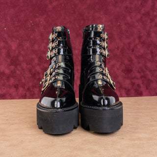 Jeffrey Campbell Gristle Black Leather Gothic Steampunk Lug Sole Platform Boots Sz 9