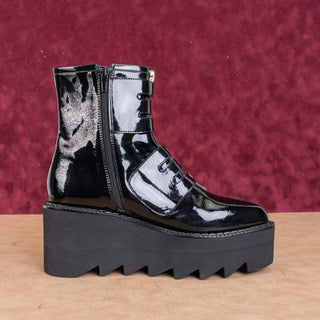 Jeffrey Campbell Gristle Black Leather Gothic Steampunk Lug Sole Platform Boots Sz 9