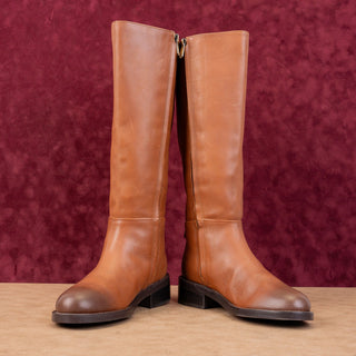 Sam Edelman Women Mable Zip Brown Leather Riding Wide Calf Tall Boots sz 6.5